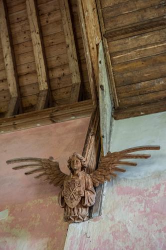 A beautifully carved angel with outstretched wings