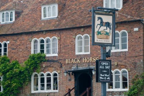 The Black Horse pub - with rounded windows, of course