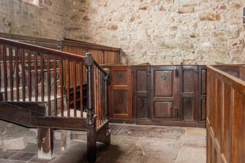 West musicians gallery and box pews