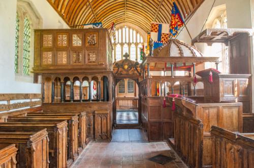 The chapel interior, looking east