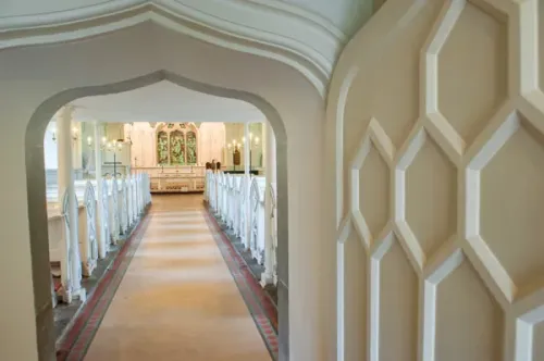 Entering the church