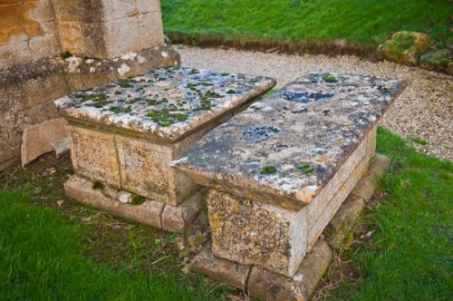 Chest tombs outside the chancel