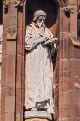 Dr John Davies sculpture on the Translator's Memorial, St Asaph