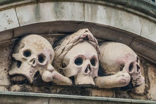 Skulls over the church entrance gate