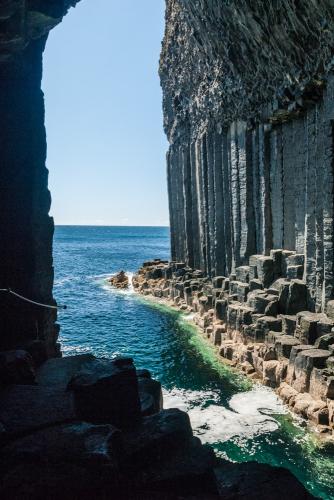 Looking out the mouth of Fingal's Cave