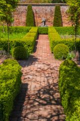 Walled garden brick path