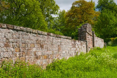 West wall of the priory enclosure