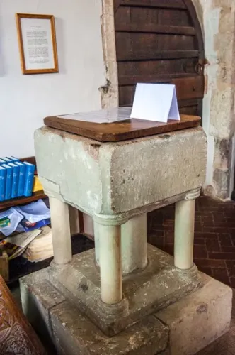 The 14th-century font