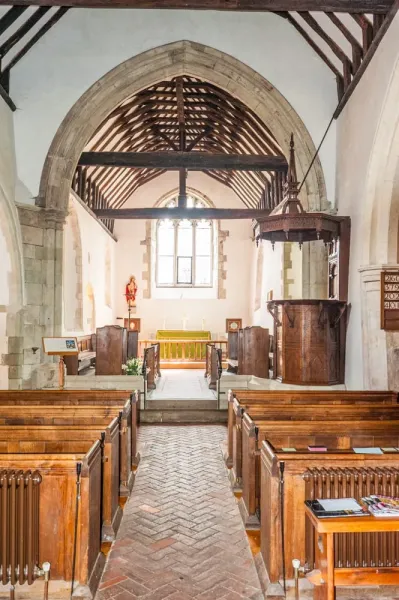 The church interior, looking east