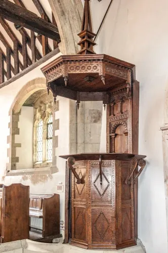 The Jacobean pulpit and sounding board
