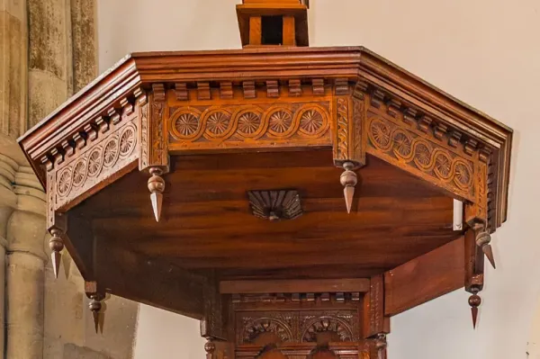 The ornate Jacobean sounding board