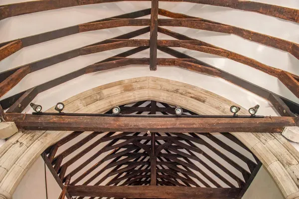 The 14th-century timber roof
