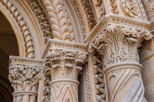 Ornate capitals outside the main entrance