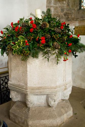 The beautifully carved font