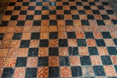 Medieval floor tiles, bell tower