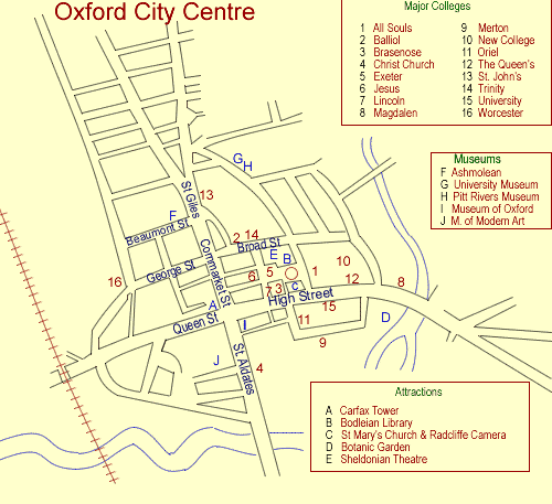 Oxford Attractions Map