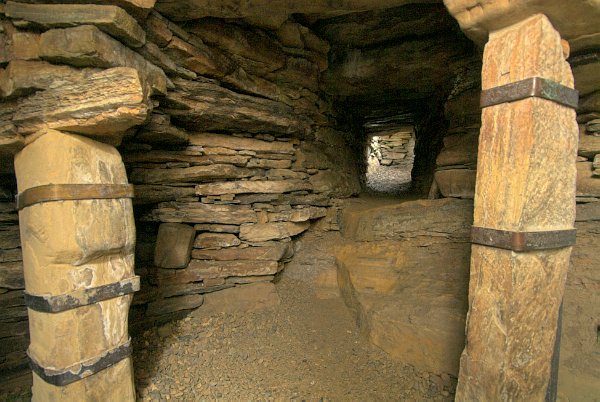 Rennibister Earth House is a Neolithic underground storage chamber rather than a house, as the name might suggest. Photo taken near Finstown, Orkney Mainland.