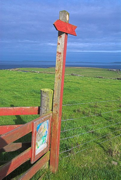 Photo of a signpost on Rousay, Orkney Islands, Scotland.