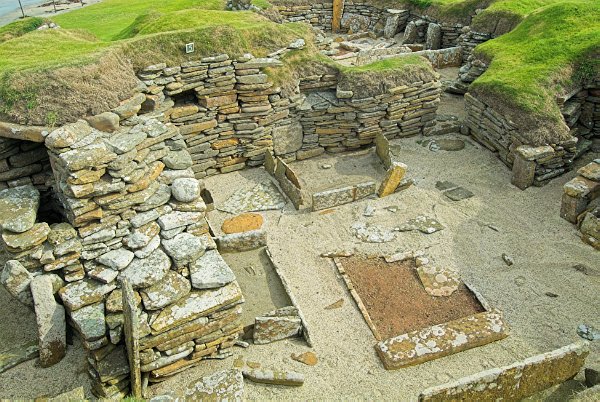 Hut interior. Photo of Skara Brae, a prehistoric village on the Orkney Islands, Scotland.