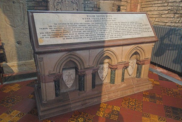 The tomb of William Balfour Baikie, explorer and missionary. Photo of St Magnus Cathedral, Kirkwall, Orkney Islands, Scotland.
