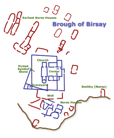 A rough map of the Brough of Birsay settlement