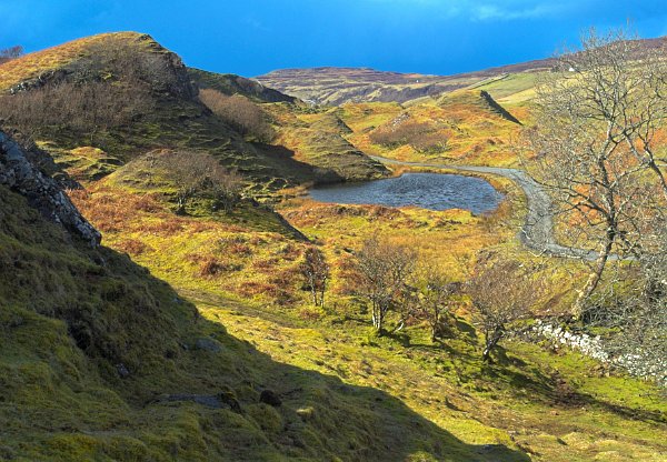 The enchanting Fairy Glen, near Uig, sometimes called 'the Highlands in MIniature'. Stock photo of the the Fairy Glen, near Uig on the Isle of Skye, Scotland. Part of the Britain Express Travel and Heritage Picture Library, Scotland collection.