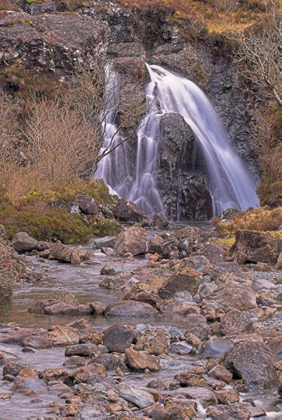 Waterfall on Alt Coir' a' Mhadaidh, near the Fairy Pools. Stock photo of Alt Coir' a' Mhadaidh on the Isle of Skye, Scotland. Part of the Britain Express Travel and Heritage Picture Library, Scotland collection.