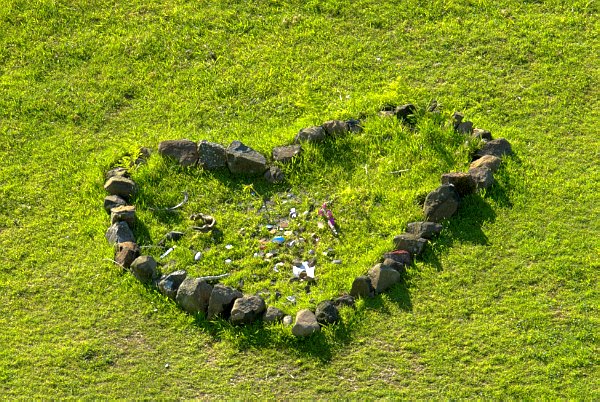 Stones arranged in a heart shape. Stock photo of The Fairy Glen on the Isle of Skye, Scotland. Part of the Britain Express Travel and Heritage Picture Library, Scotland collection.