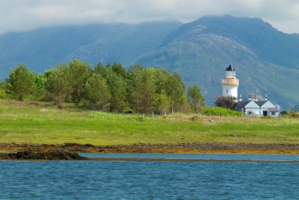 The lighthouse at Isleornsay, Sleat Peninsula. Stock photo of the Isle of Skye, Scotland. Part of the Britain Express Travel and Heritage Picture Library, Scotland collection.